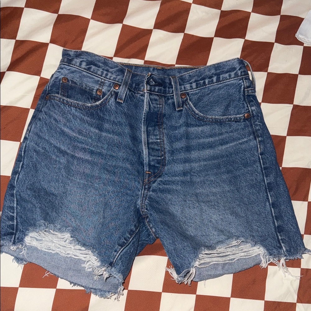Levi's Blue Distressed Jean Shorts